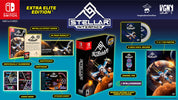 Stellar Interface Extra Elite Edition packaging with various included items on a blue background
