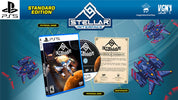 Stellar Interface game packaging with PS5 logo and VGNY Soft branding on a blue background.