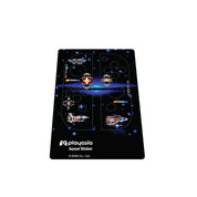 Playasia joystick sticker with gaming controller layout on a black background