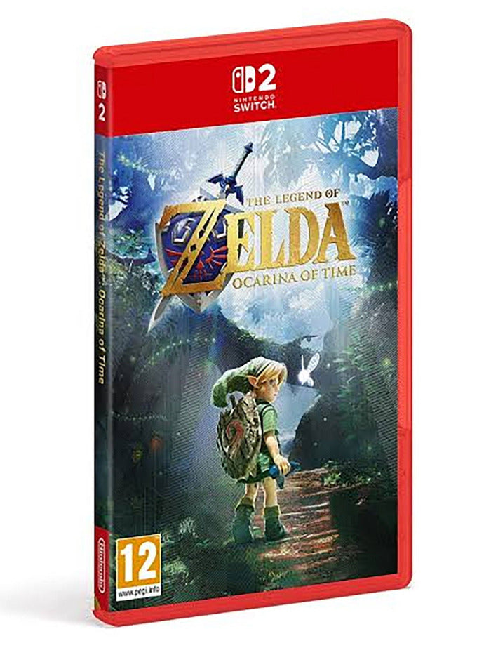Nintendo Switch game case for The Legend of Zelda: Ocarina of Time, shown at a three-quarter angle on a white background.