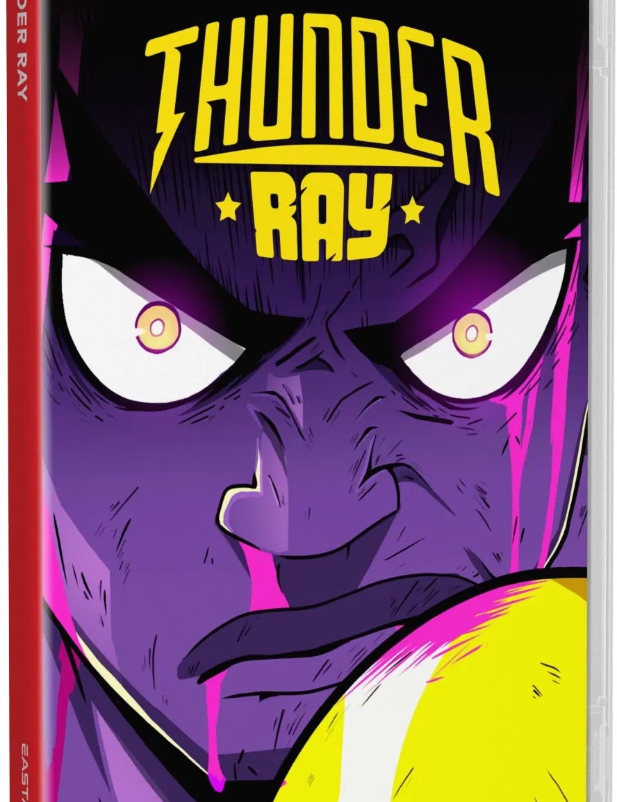 Video game case for 'Thunder Ray' on Nintendo Switch with a purple and yellow character design.