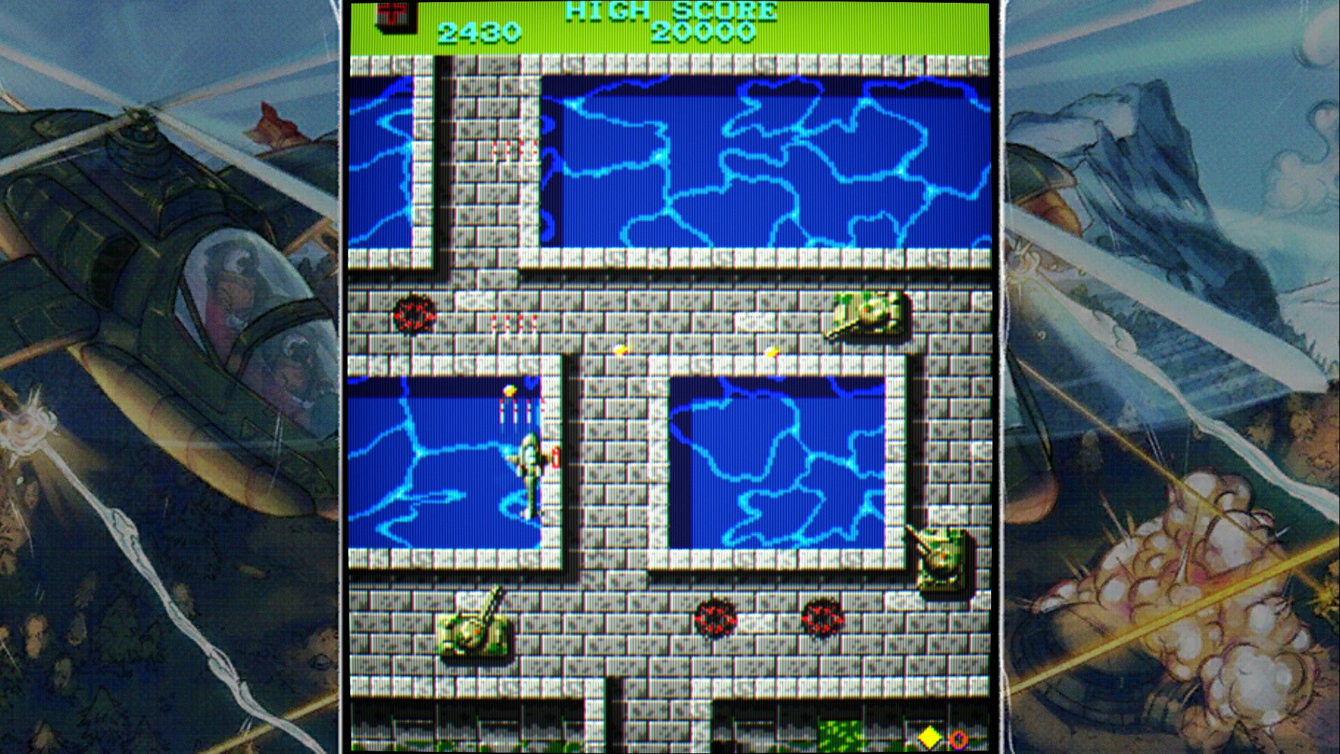 Screenshot of a retro-style platformer game with a character navigating a stone platform.