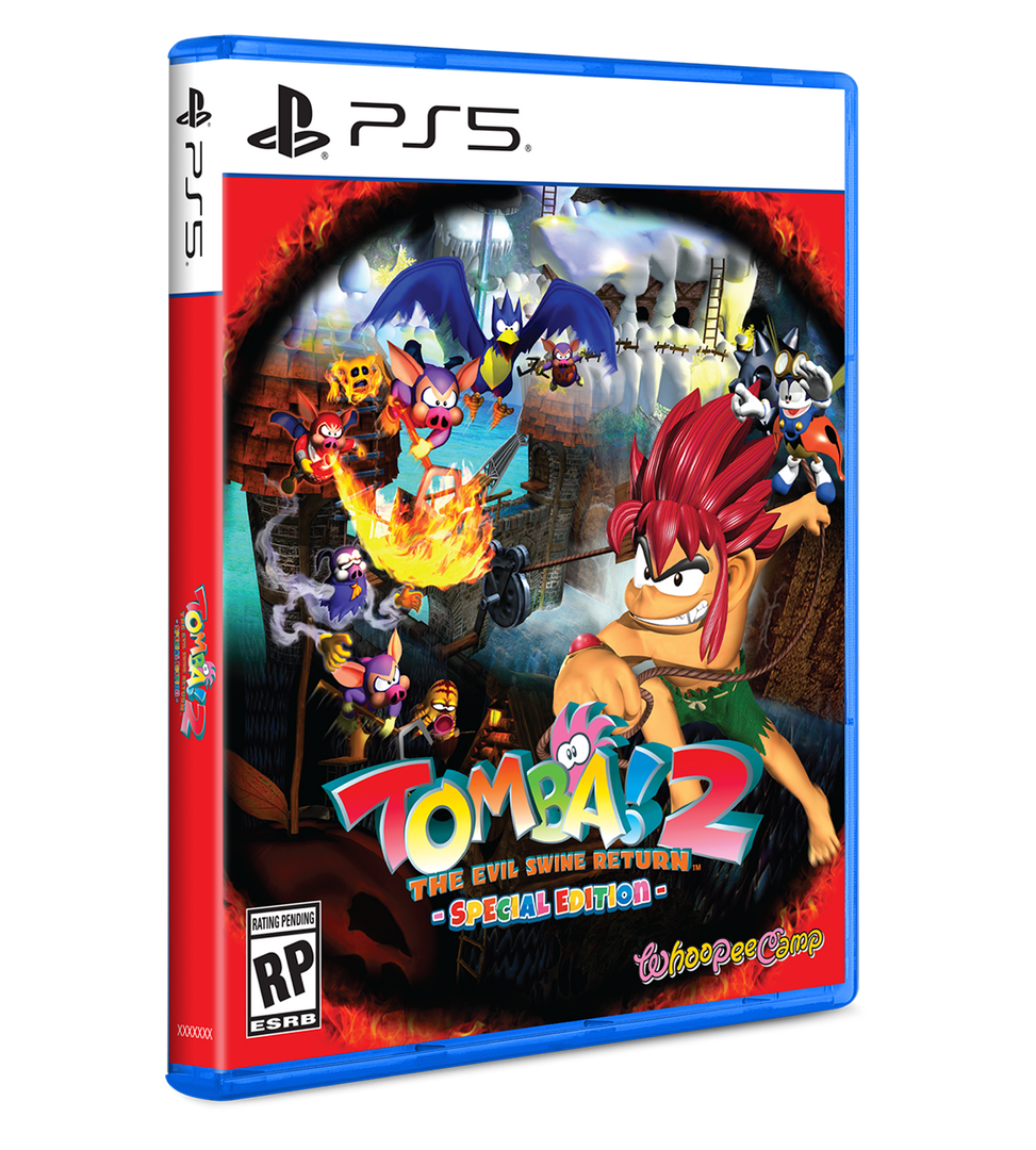 Tomba! 2 game case for PS5 with colorful graphics and character design.