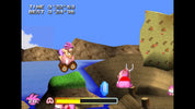 Screenshot of a video game with two characters in a desert-like environment.