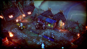 Village scene with characters and glowing lights at night