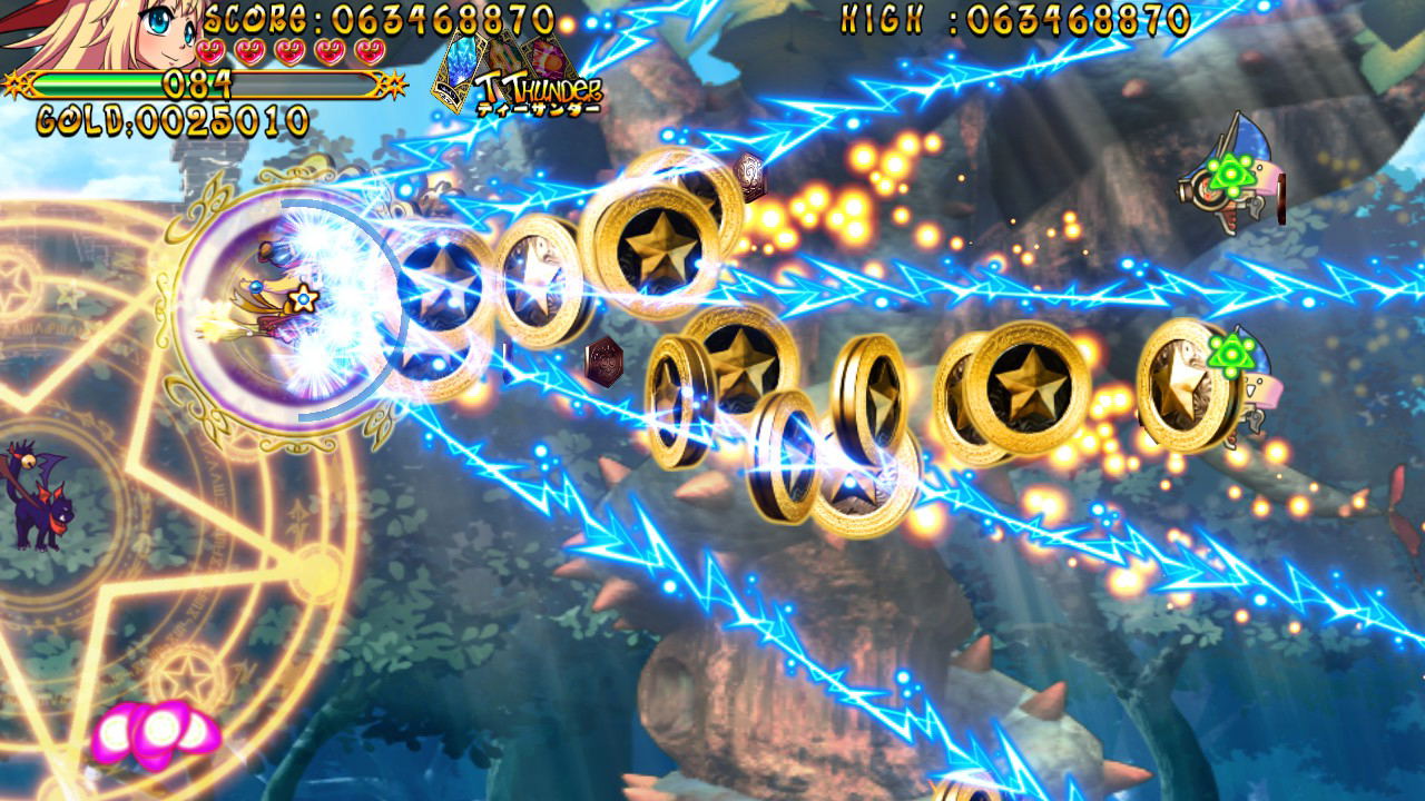 Game screen with colorful graphics, including stars and a circular interface.
