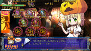 Screenshot of a video game with a character in a pumpkin hat and colorful graphics.