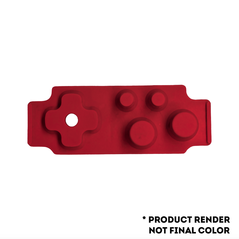 Red plastic component with multiple holes on a white background