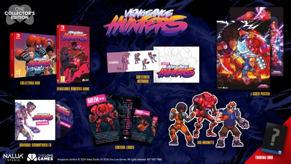 Vengeance Hunters Collector's Edition packaging with various items on a dark blue background