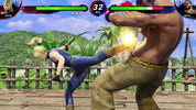 Two characters in a fighting game with a jungle background
