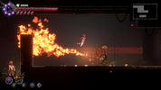 Game screen with character in a fiery battle scene