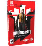 Game box for 'Wolfenstein II: The New Colossus' on Nintendo Switch with a red and black design.