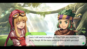 Two animated characters in a forest setting with a conversation interface.