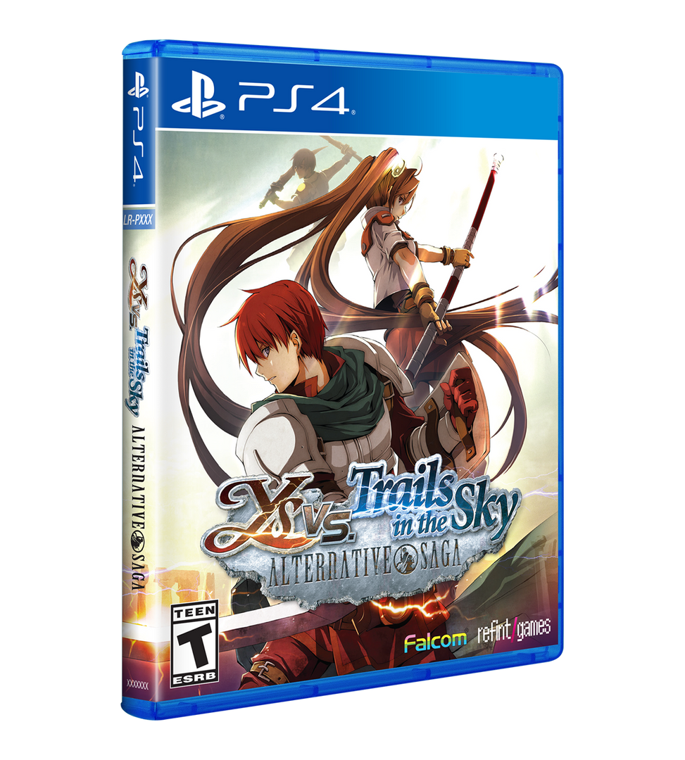 PlayStation 4 game case for 'Xenogears: Trails in the Sky Alternative Saga' with anime-style artwork.