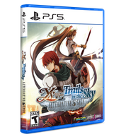 PlayStation 5 game case for 'Xenogears: Trails in the Sky Alternative Saga' with character illustration on a white background.