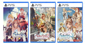 Three game cases for 'Atelier Ryza' series on a blue background