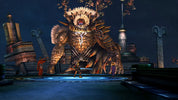 Large armored creature in a fantasy setting with towers and statues in the background