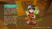 Figurine of a character named Master Assam with descriptive text on a blurred background