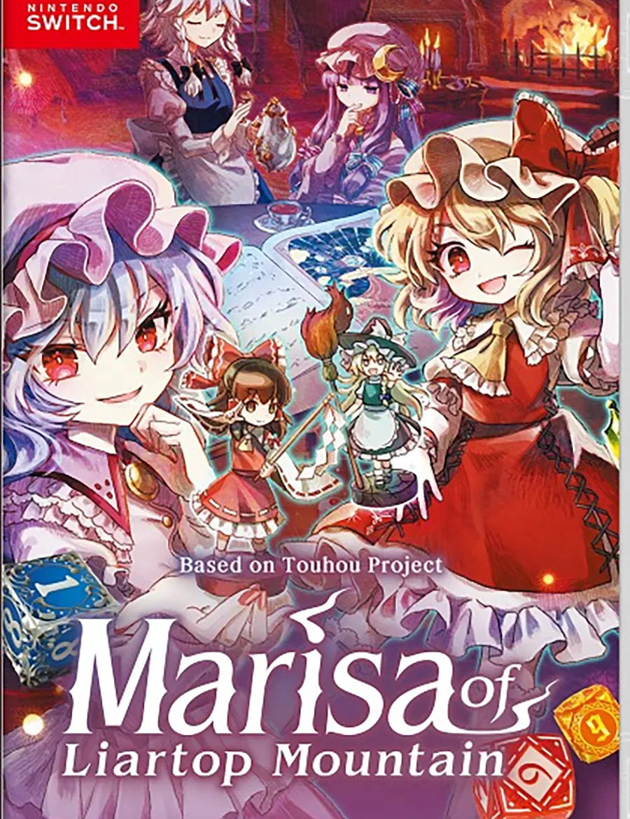 Cover of 'Marisa of Liartop Mountain' for Nintendo Switch with characters around a table.