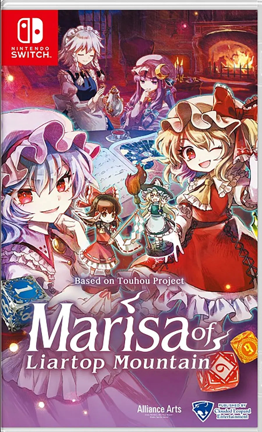 Cover of 'Marisa of Liartop Mountain' for Nintendo Switch with characters around a table.
