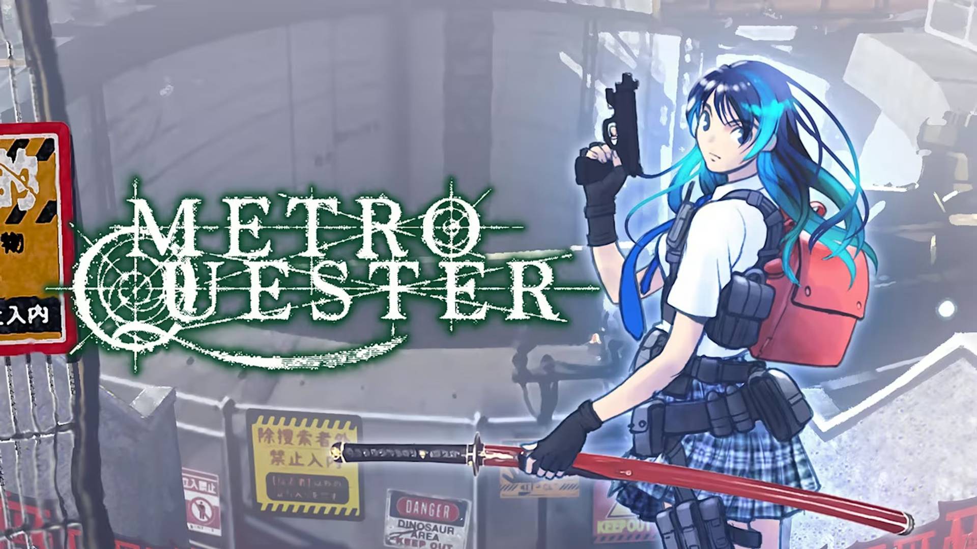 Character from 'Metro Quester' with a gun and backpack in a post-apocalyptic setting.