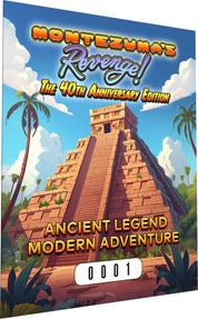 Montezuma's Revenge 40th Anniversary Edition packaging with pyramid and palm trees