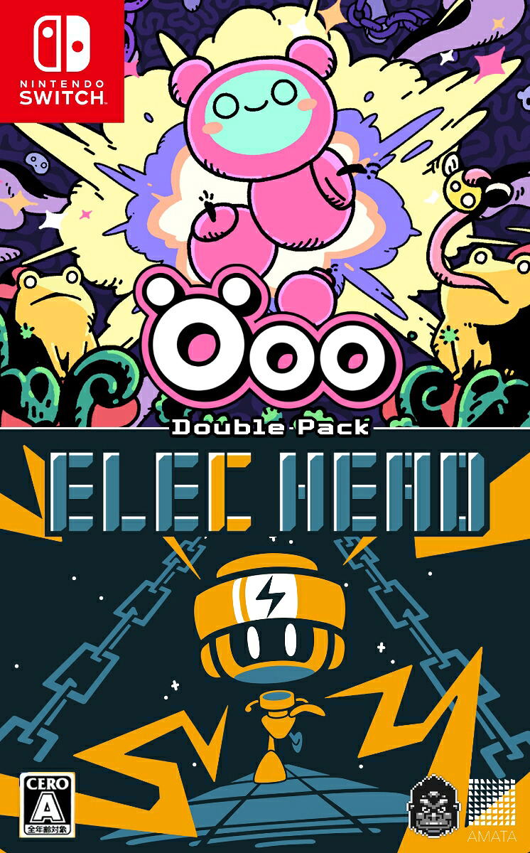 Nintendo Switch game cover art for 'Ooo Double Pack: Elec Meow', featuring colorful cartoon artwork with a pink Ooo character at the top and a yellow Elec Meow character at the bottom, with the Nintendo Switch logo in the upper left.
